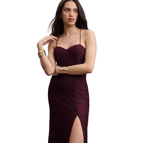 NWT Anthropologie BHLDN Emma Sweetheart Lace Gown in Dark Berry, Size 12 - Picture 4 of 16